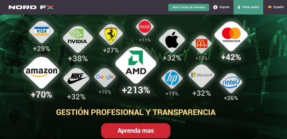 Página principal de NordFx